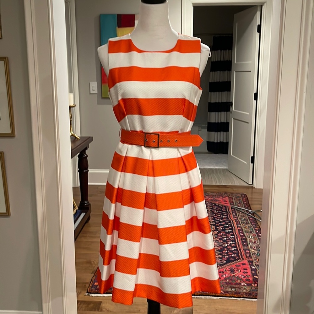 Striped dress with belt
